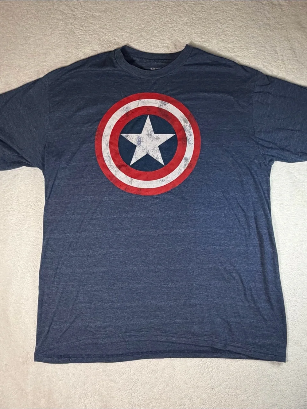 Men's Blue Captain America Shield Graphic Marvel T‑Shirt